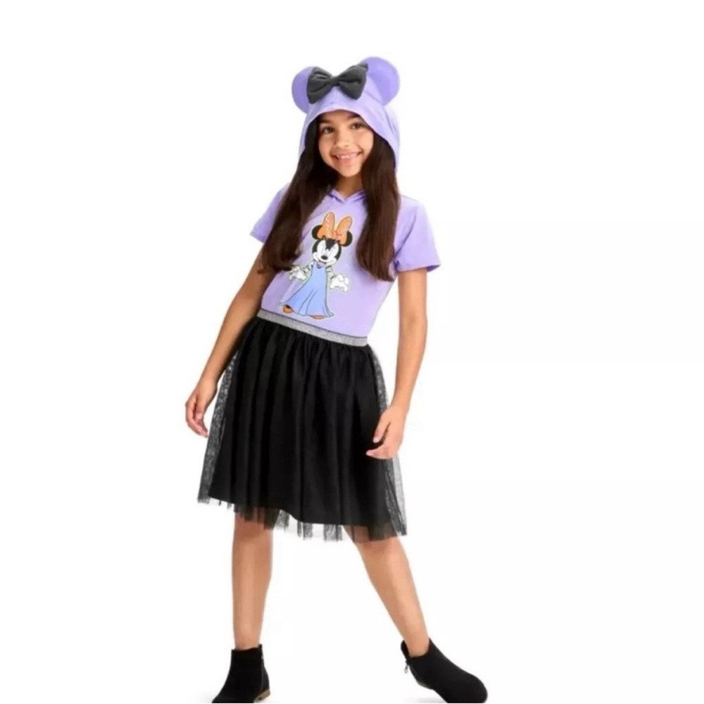 Disney Halloween Minnie Mouse Hooded Dress with Black Tulle Skirt NWOT